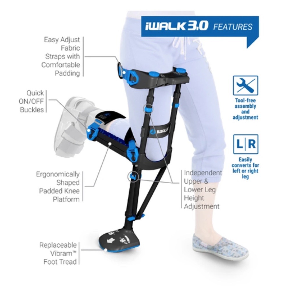 iWALK3.0 - HANDS FREE / PAIN FREE KNEE CRUTCH- NEWINBOX - Picture 1 of 3